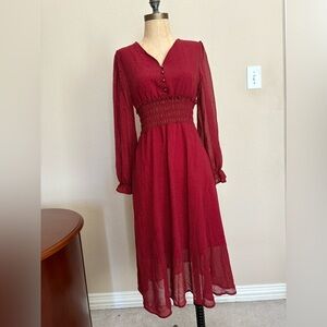Chic Burgundy Long Sleeve Dress